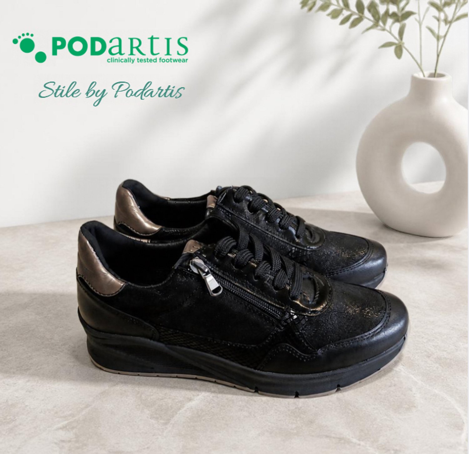 Stile by Podartis Misty Dames Sneaker – Zwart – Maat 39