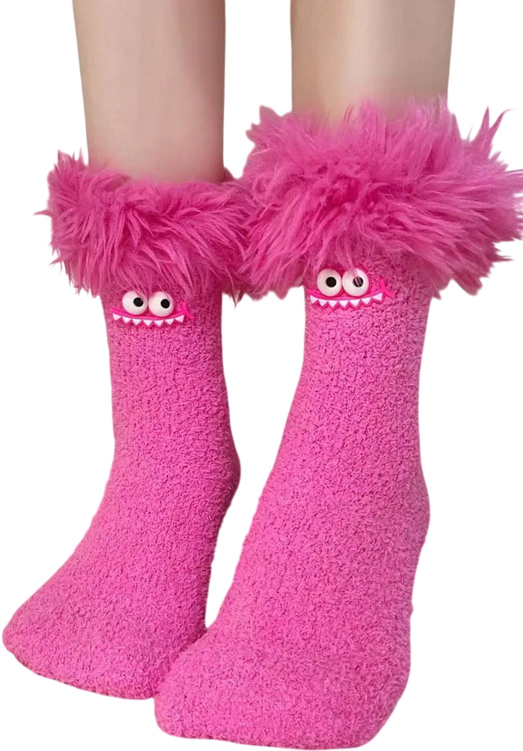 1 Paar Dames Warme Sokken – Zachte Fleece Slaapsokken Dikke Huissokken met Cartoonprint Comfortabele Pantoffelsokken Warme Vloersokken voor Dames Roze
