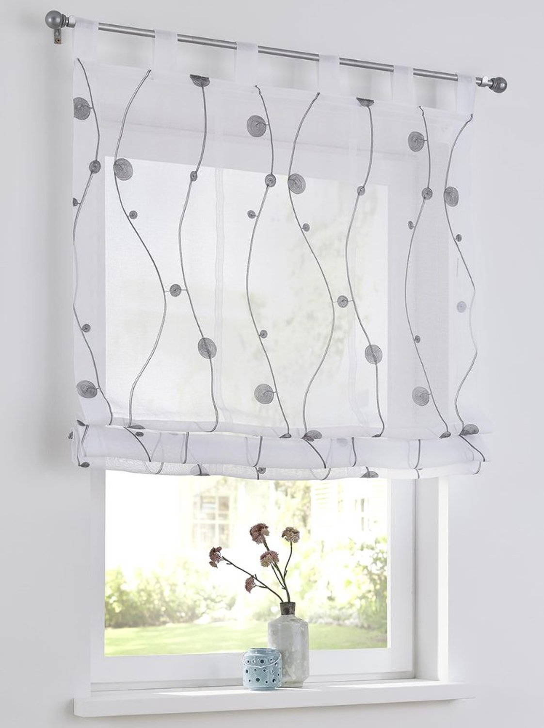 Witte Roede Jaloezie met Loops 45 x 140 cm