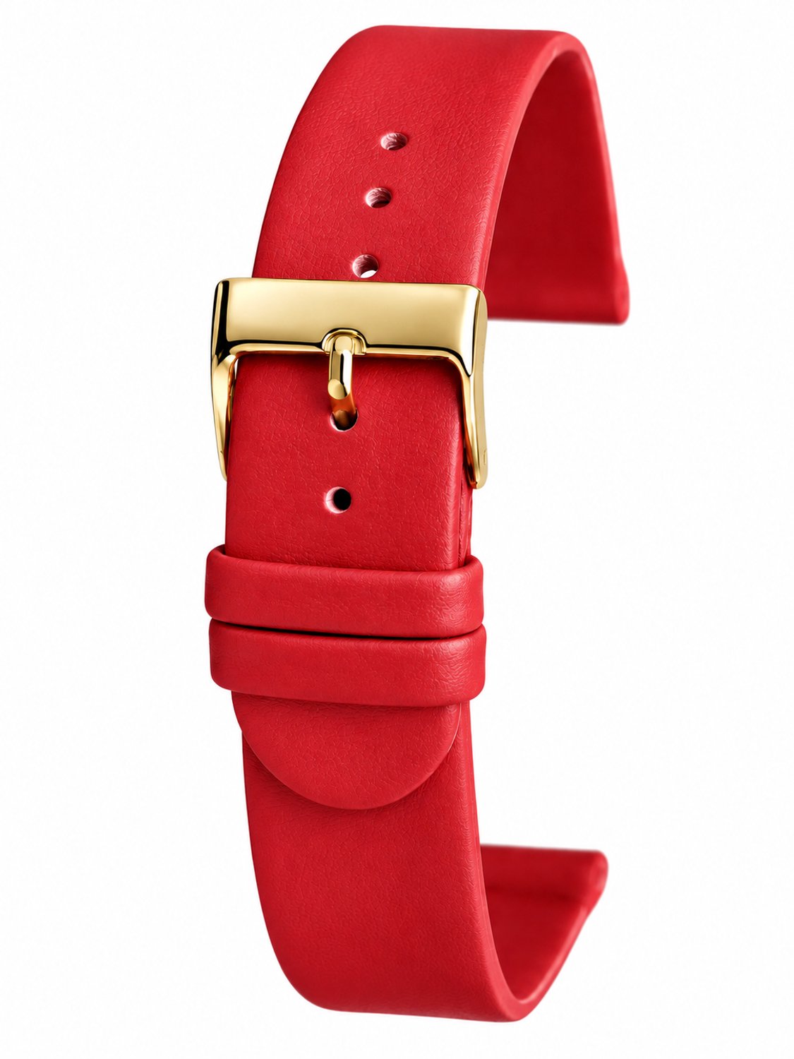 Horlogeband-horlogebandje-Rood-14mm-Echt Leer-Goudkleurige Gesp-Recht-Glad-Soepel-Zacht-Leer-14 mm