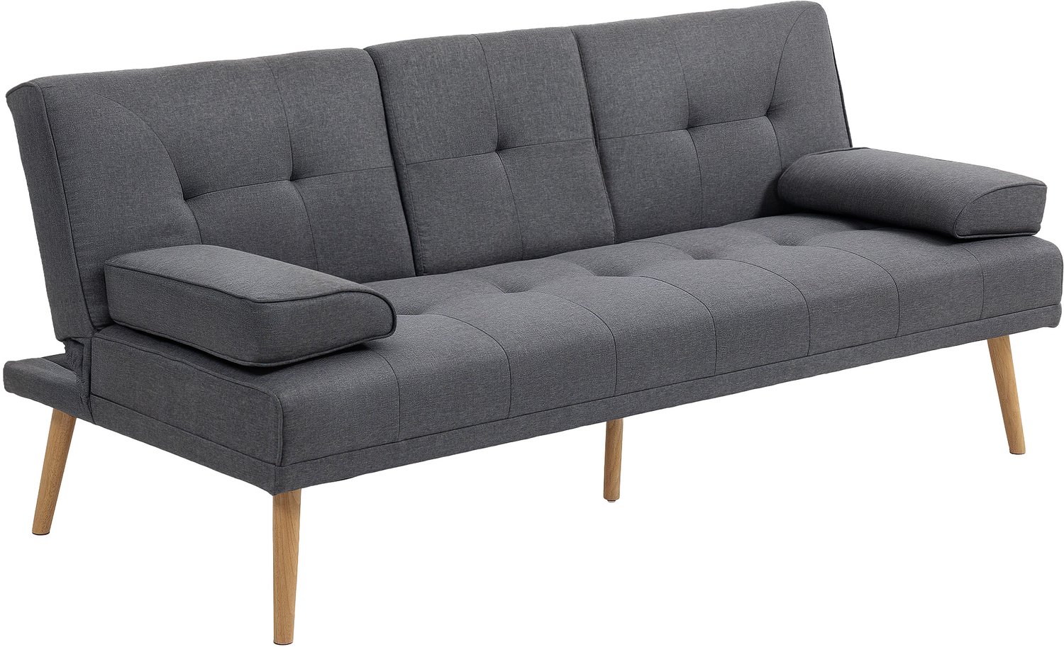 Homcom slaapbank extra breed - 3-zits bank met bekerhouders - Sofa verstelbare rugleuning - Donkergrijs dunkelgrau