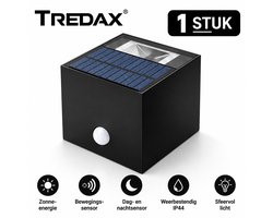 Tredax Solar Wandlamp 1 Stuk - Cube Buitenlamp met Bewegingssensor - Up & Downlight - Buitenverlichting op Zonne-Energie - IP44