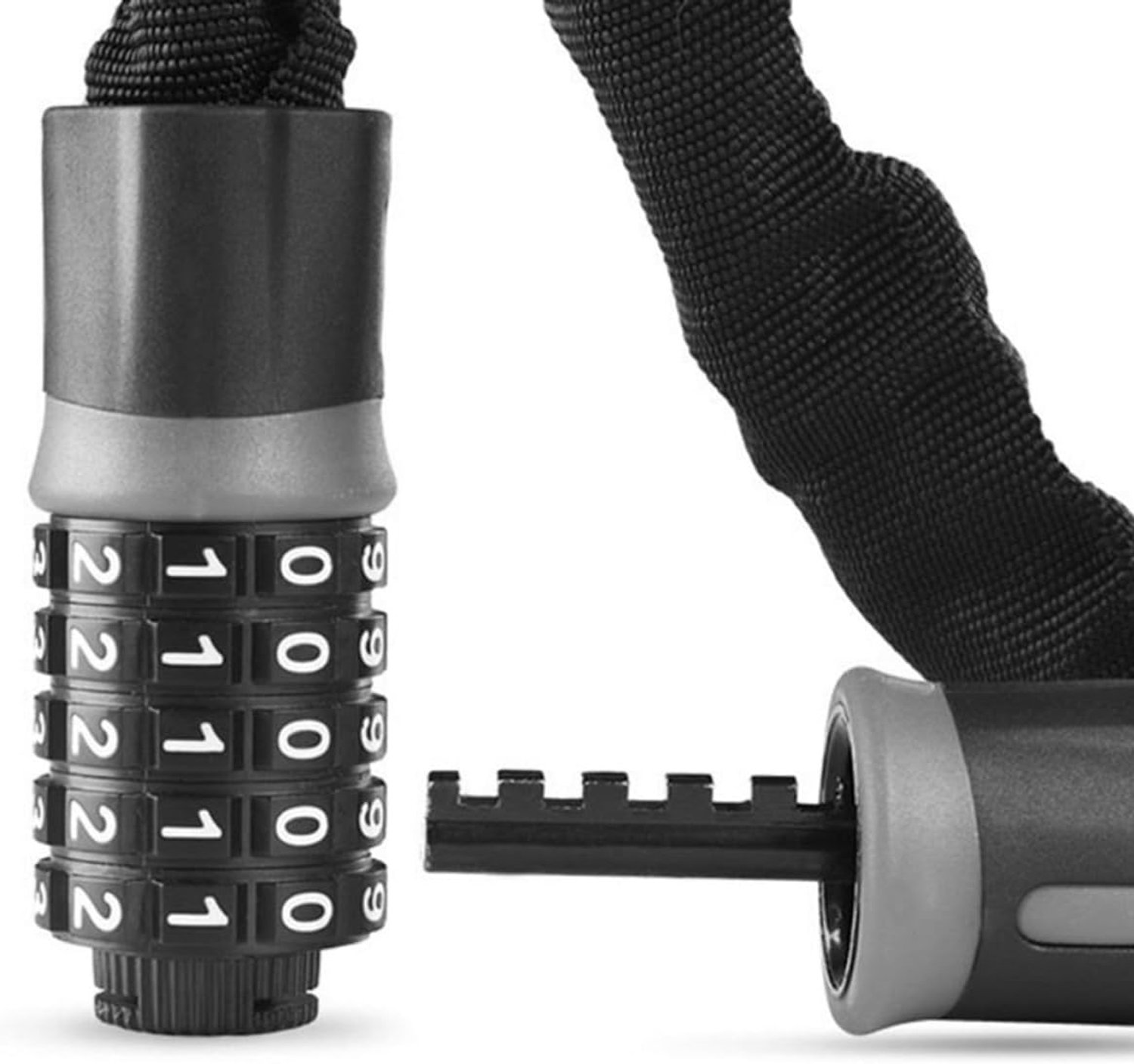 Fietsslot met cijferslot - Kettingslot fiets - Fietssloten - Slot Voor Fiets - Stadsfiets - Elektrische Fiets - Elektrische Fietsen - Fiets Accessoires - Geschikt voor elektrische fietsen en stadsfietsen - Zwart - Koolstofstaal, ABS, nylon - 60cm – foto 3