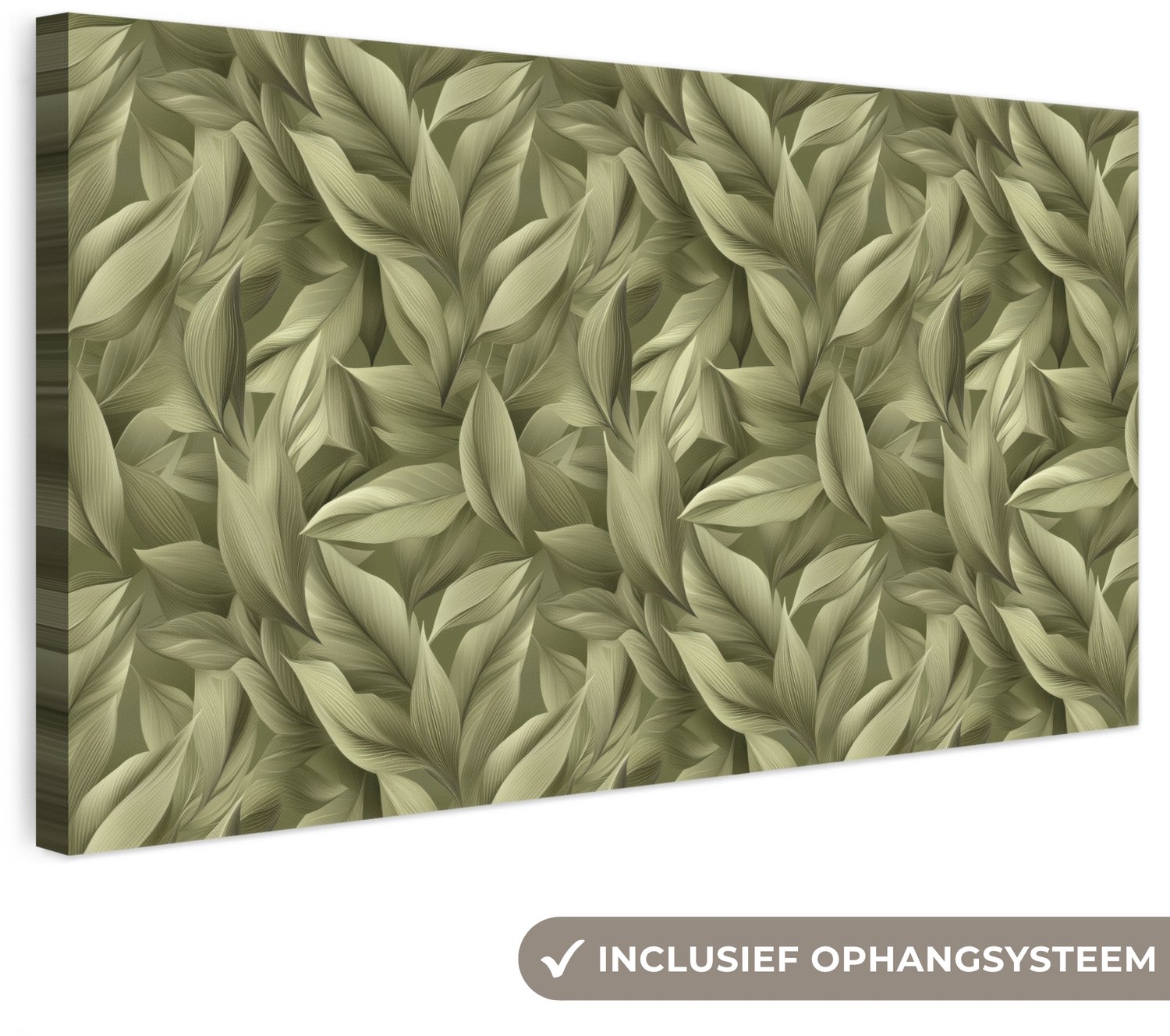 Canvas schilderij 100x50 cm - Exclusieve wanddecoratie Bladeren - Modern - Groen - Muurdecoratie woonkamer - Slaapkamer decoratie - Kamer accessoires - Schilderijen op canvas