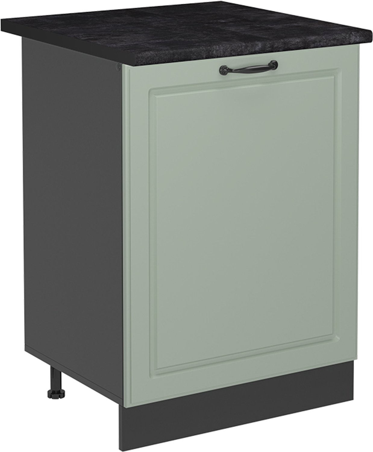 Vicco Keukenonderkast R-Line, Mint landelijk/Antraciet, 60 cm met 1 deur antraciet werkblad