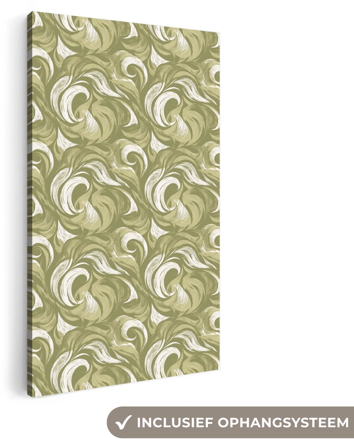 Canvas schilderij 80x160 cm - Exclusieve wanddecoratie Abstract - Textuur - Groen - Muurdecoratie woonkamer - Slaapkamer decoratie - Kamer accessoires - Schilderijen op canvas groot XXL
