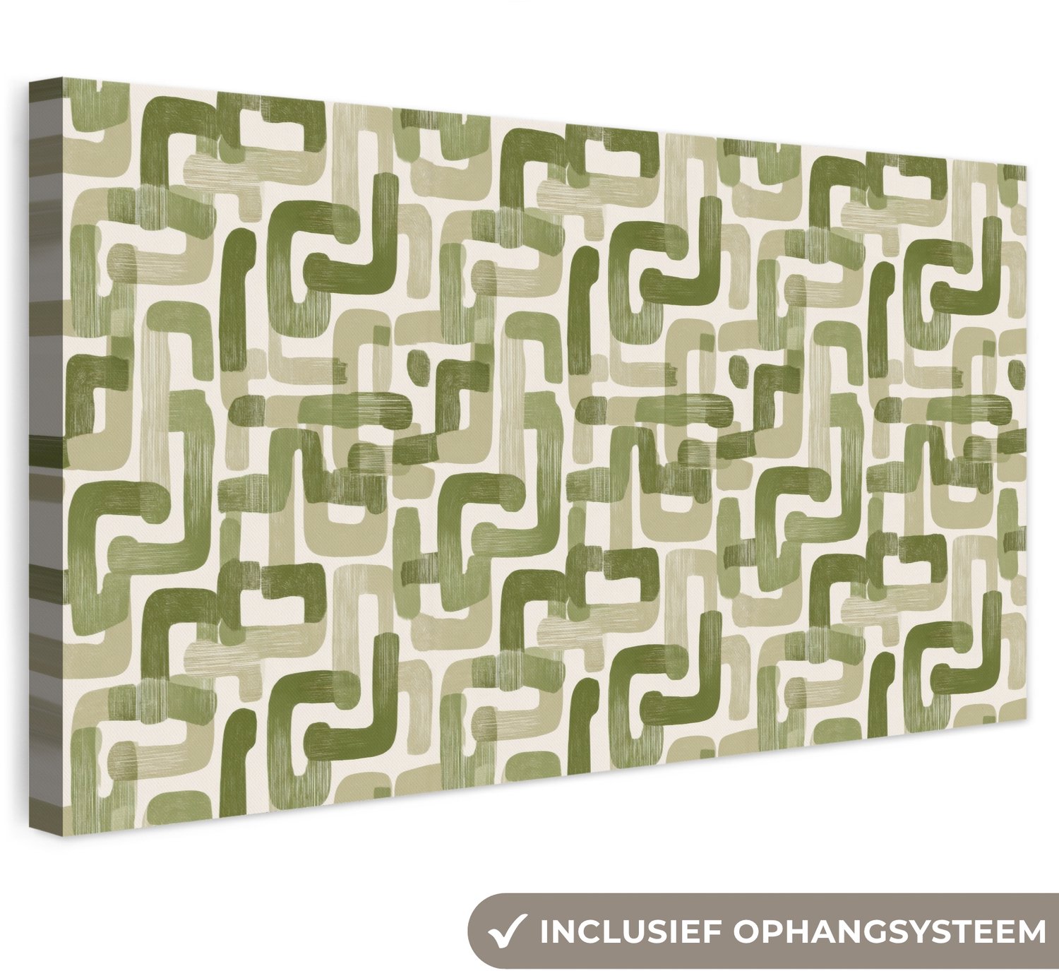 Canvas schilderij 60x30 cm - Exclusieve wanddecoratie Modern - Grafisch - Groen - Muurdecoratie woonkamer - Slaapkamer decoratie - Kamer accessoires - Schilderijen op canvas