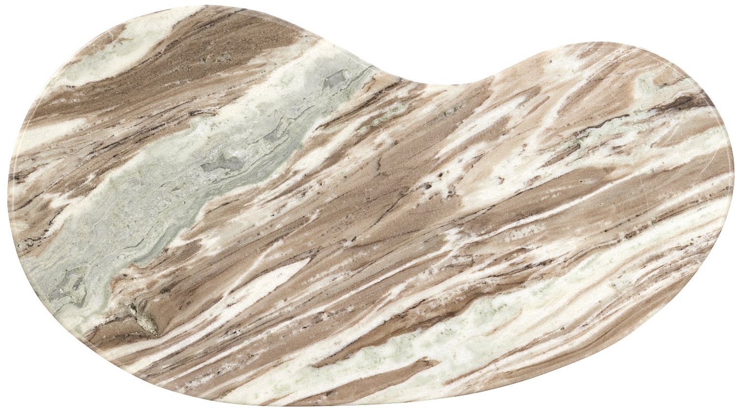 Vente-unique Salontafel van marmer en acaciahout - Beige en Donker Naturel - DALIZAY Taupe, Beige