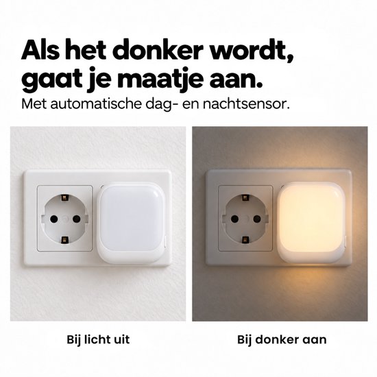 Gigandia Slaapmaatje Nachtlampje Stopcontact Baby & Kinderen - Automatische Lichtsensor - Dimbaar Warm Wit Licht - 2 Stuks van Gigandia — afbeelding 4