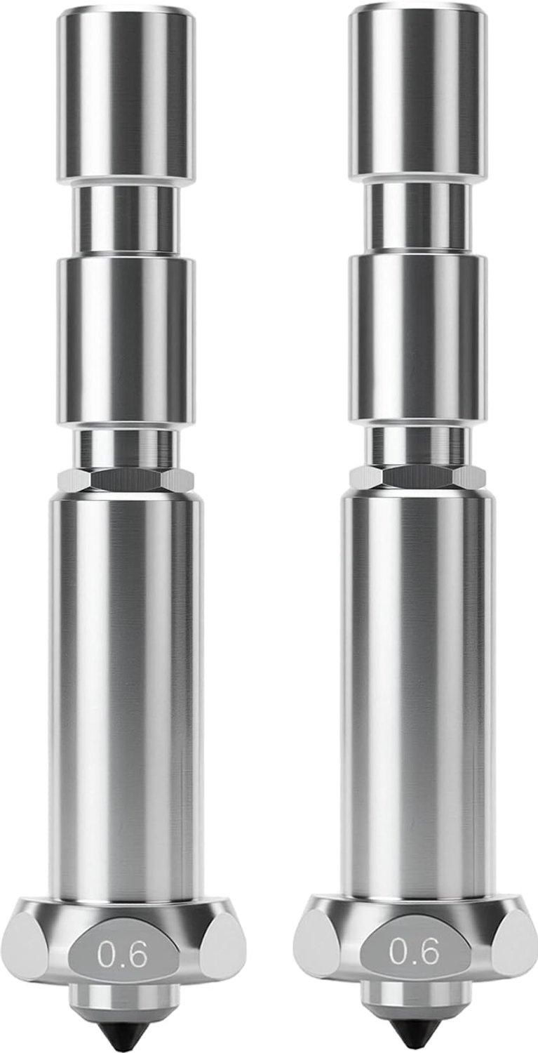 Mondstuk 0,6 mm - 2-delige Set - Hoogwaardig Hardmetalen - Compatibel met Anycubic Kobra 3 Max - Verhoogde Afdruksnelheid - Duurzaam en Precisie - Sproeier