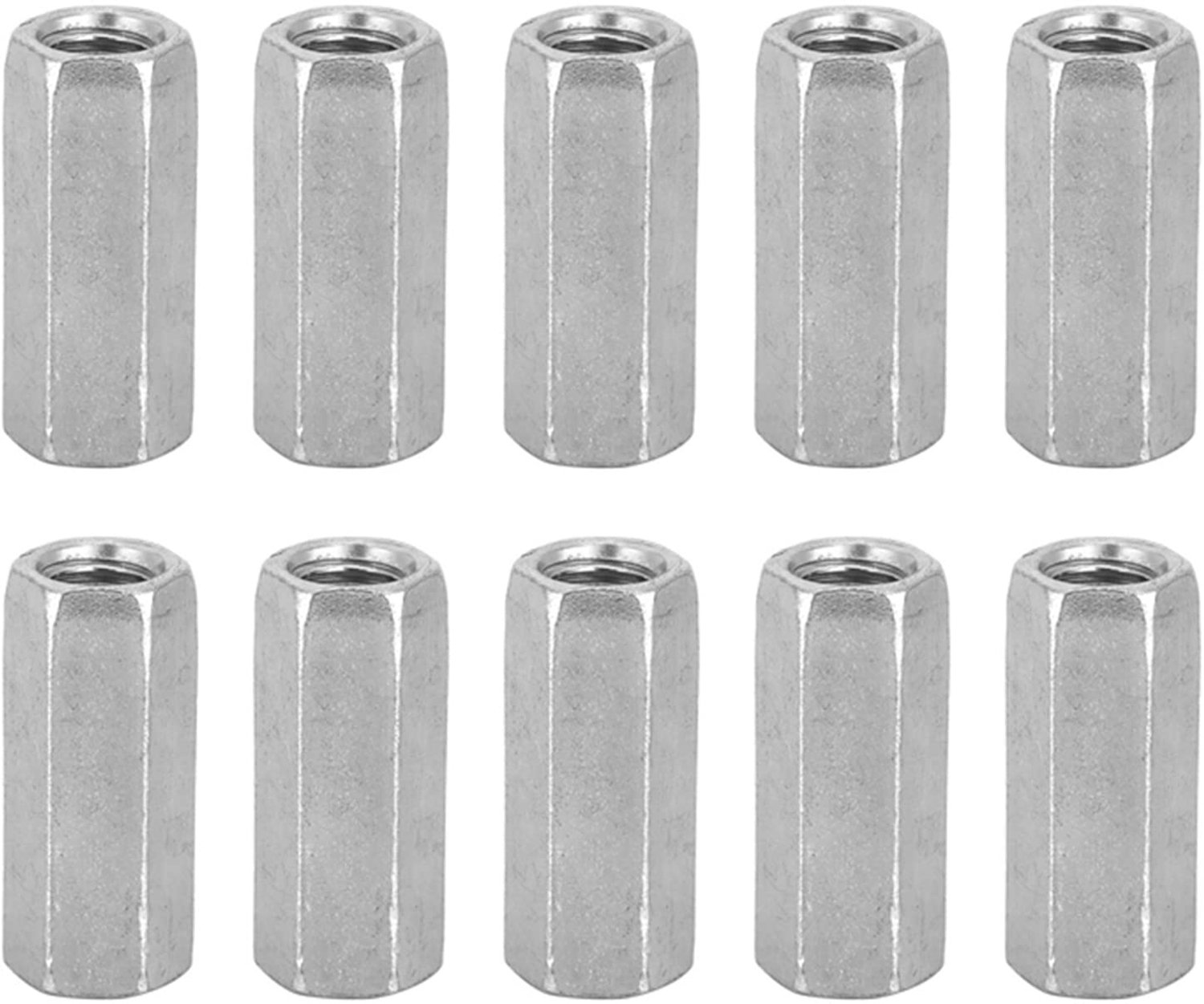 Zeskantmoer Verzinkt - M8 - Koolstofstaal - 10 Stuks - Lange Draadstang - Corrosiebestendig - Moeren
