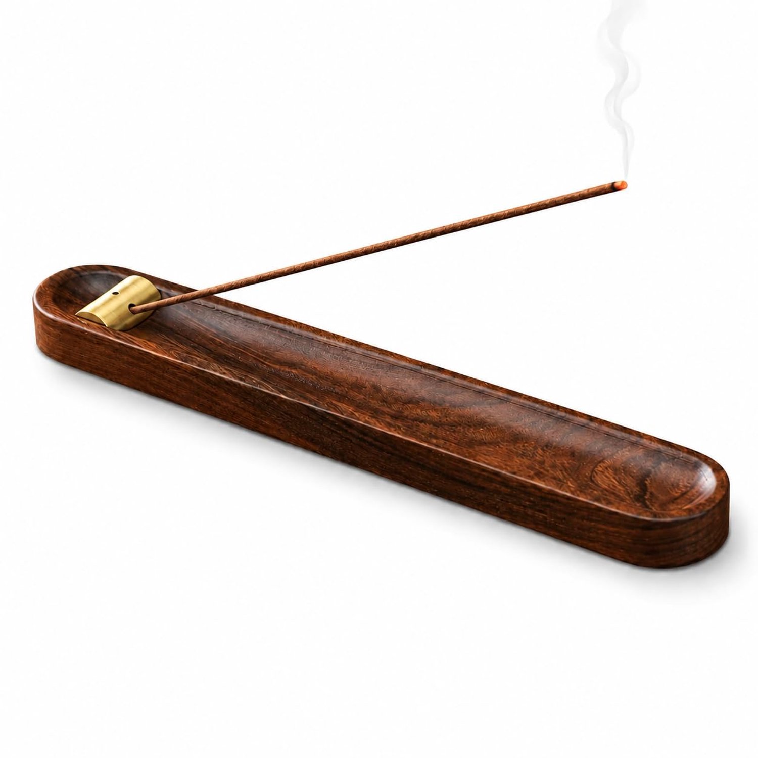 Houten Wierookhouder met Goudkleurige Openingen