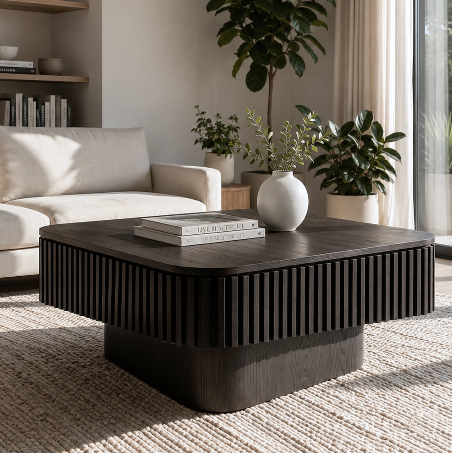 CHICFURN Salontafel 75 cm - Verborgen opbergruimte - Afneembaar blad - Zwart