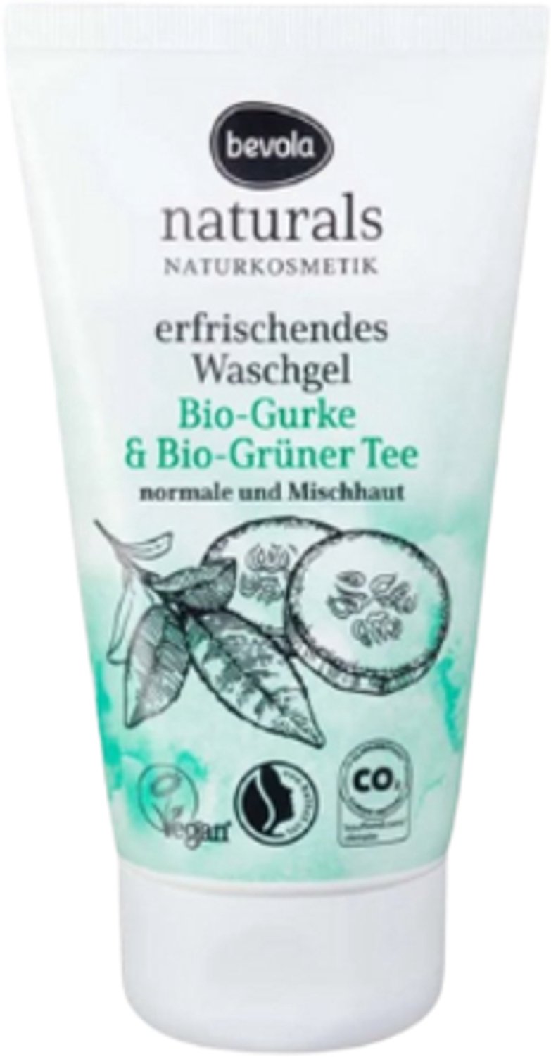 Bevola Naturals - Naturkosmetik Verfrissende Wasgel | 1x 150ml - Biologische Komkommer & Groene Thee | Normale en Gemengde Huid - Verfrissend - Vegan Formule
