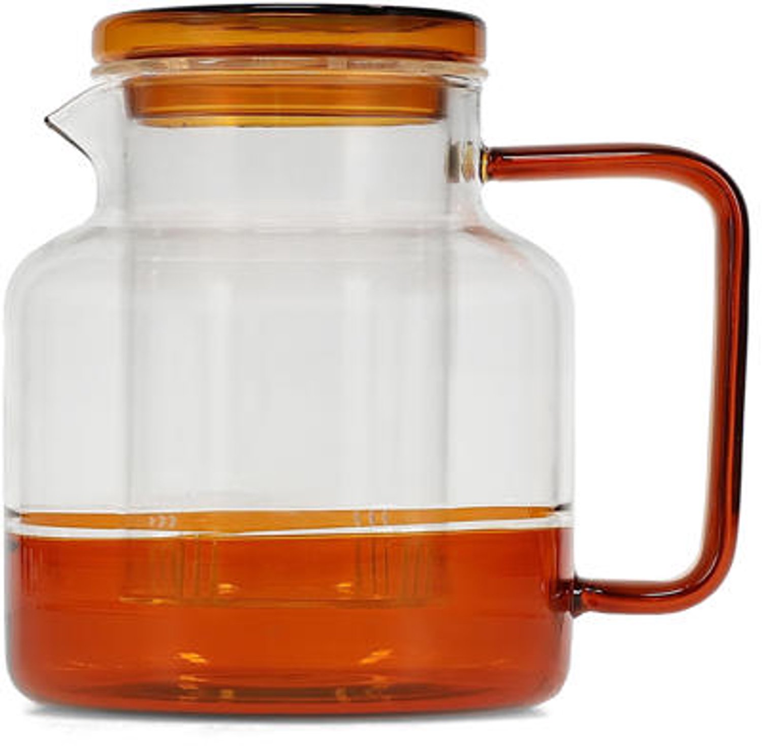 Fameilleur theepot 95cl met glazen filter amber Liv - glazen theekan, voor losse thee en theezakjes, vaatwasserbestendig, voedselveilig, servies voor thuis, restaurant en horeca, mooi als cadeau
