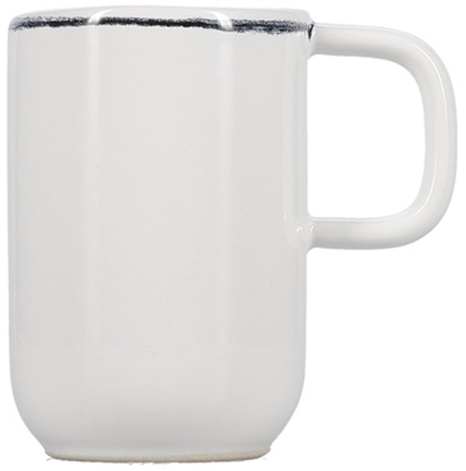 Fameilleur beker 30cl zwart rim Fade set van 4 - stenen drinkbeker en mok, voor koffie, thee, water en limonade, vaatwasser- en magnetronbestendig, voedselveilig, servies voor thuis, restaurant en horeca, mooi als cadeau