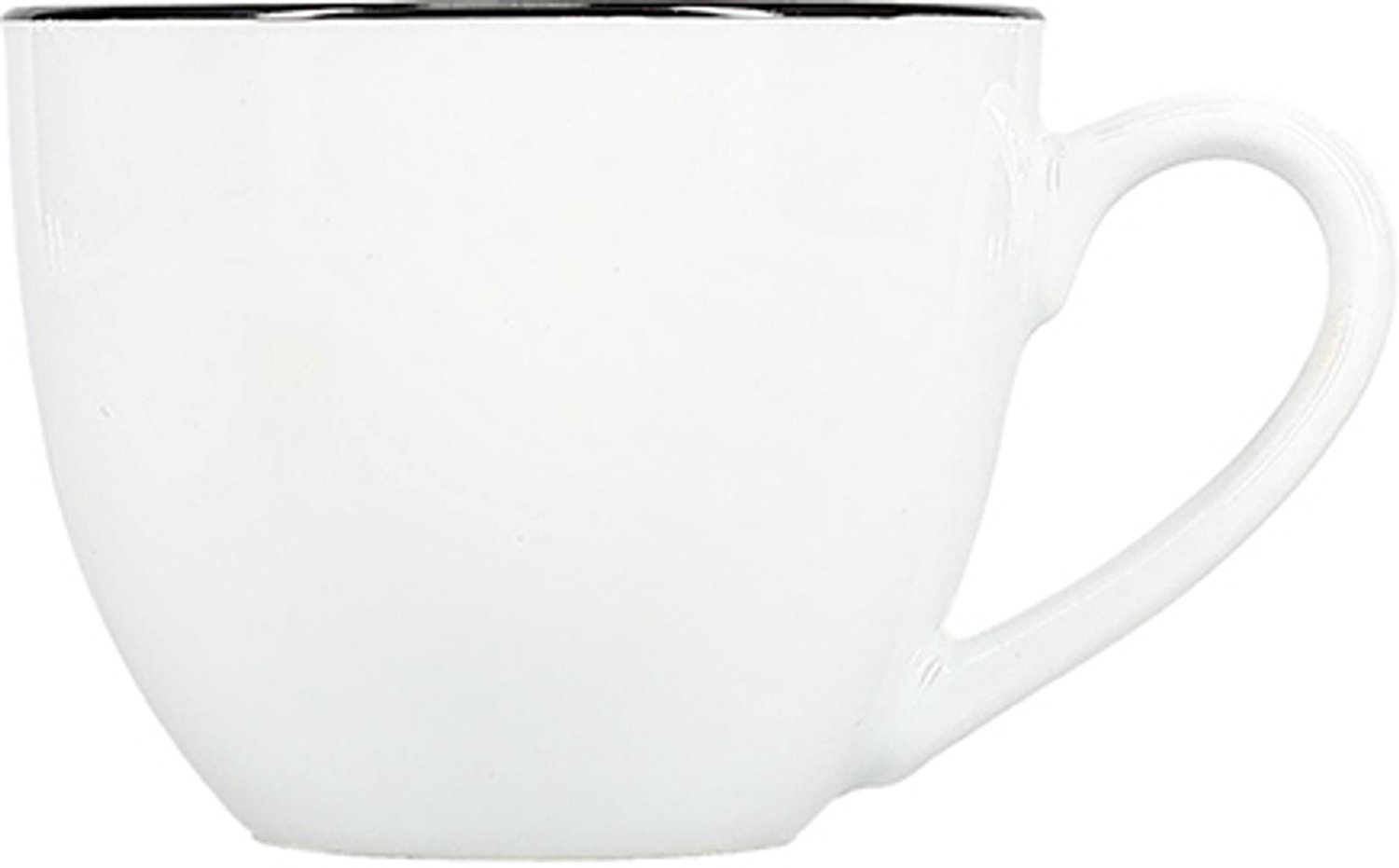 Fameilleur kop 31cl zwart rim Basic wit set van 6 - porseleinen koffiekop en theekop, voor koffie, cappuccino en thee, vaatwasser- en magnetronbestendig, voedselveilig, servies voor thuis, restaurant en horeca, mooi als cadeau