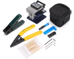 FTTH Fiber Optic Tool Kit, Splice Fiber Optic Stripping Tool Kit Set with Fiber Cleaver for Installation, Operation and Maintenance of Fiber Optic Net