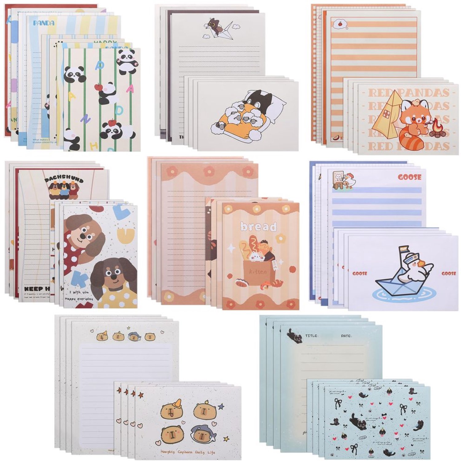 Schrijfset met 32 Vellen Papier en Enveloppen in Schattige Cartoonstijl