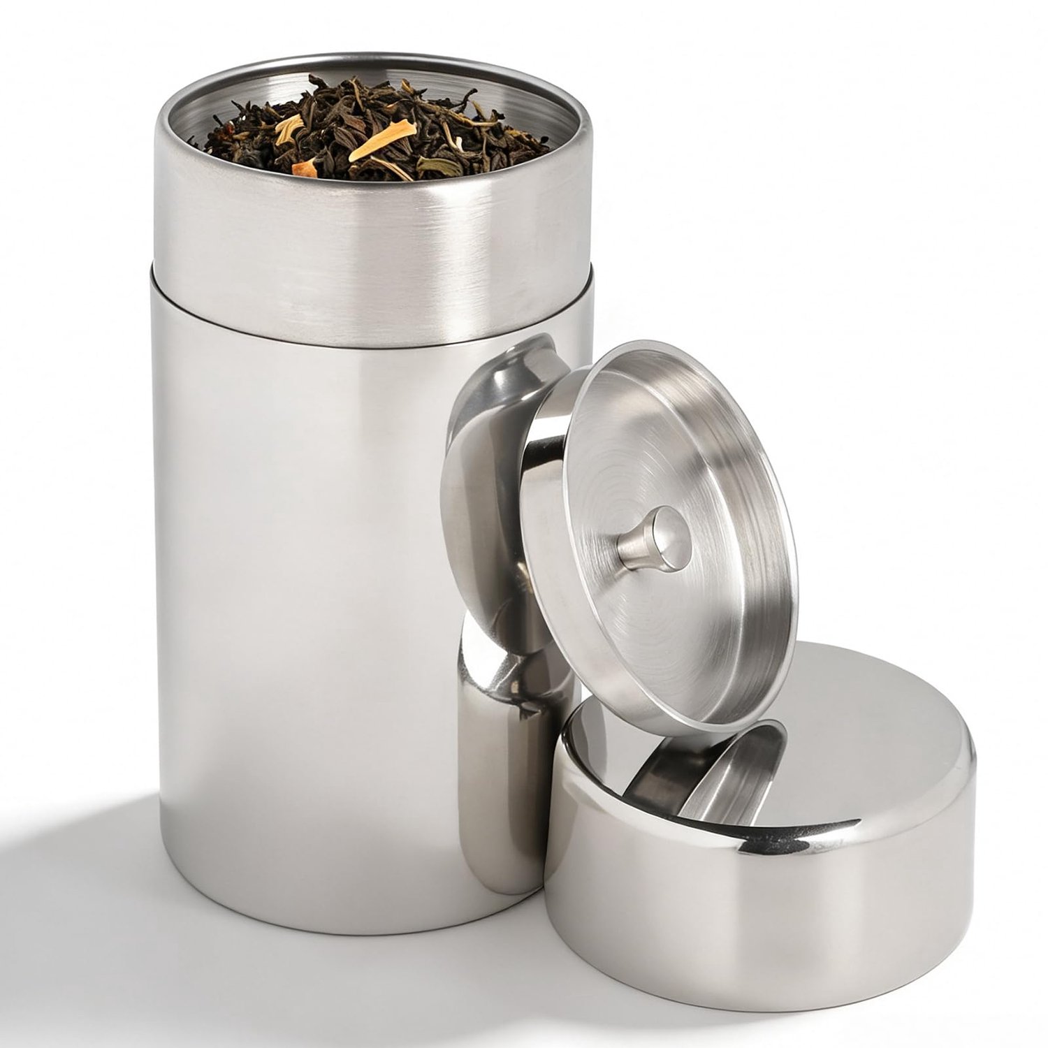 RVS Theeblik voor Losse Thee 560ml met Dubbele Deksel