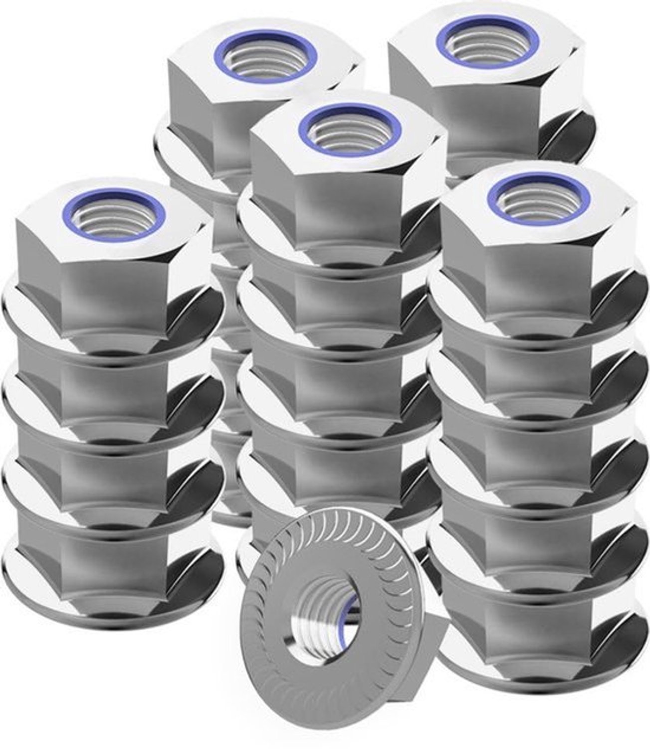 Zelfborgende flensmoer met vergrendelingsvertanding DIN6926 A2 V2A roestvrij staal 25 stk. M5