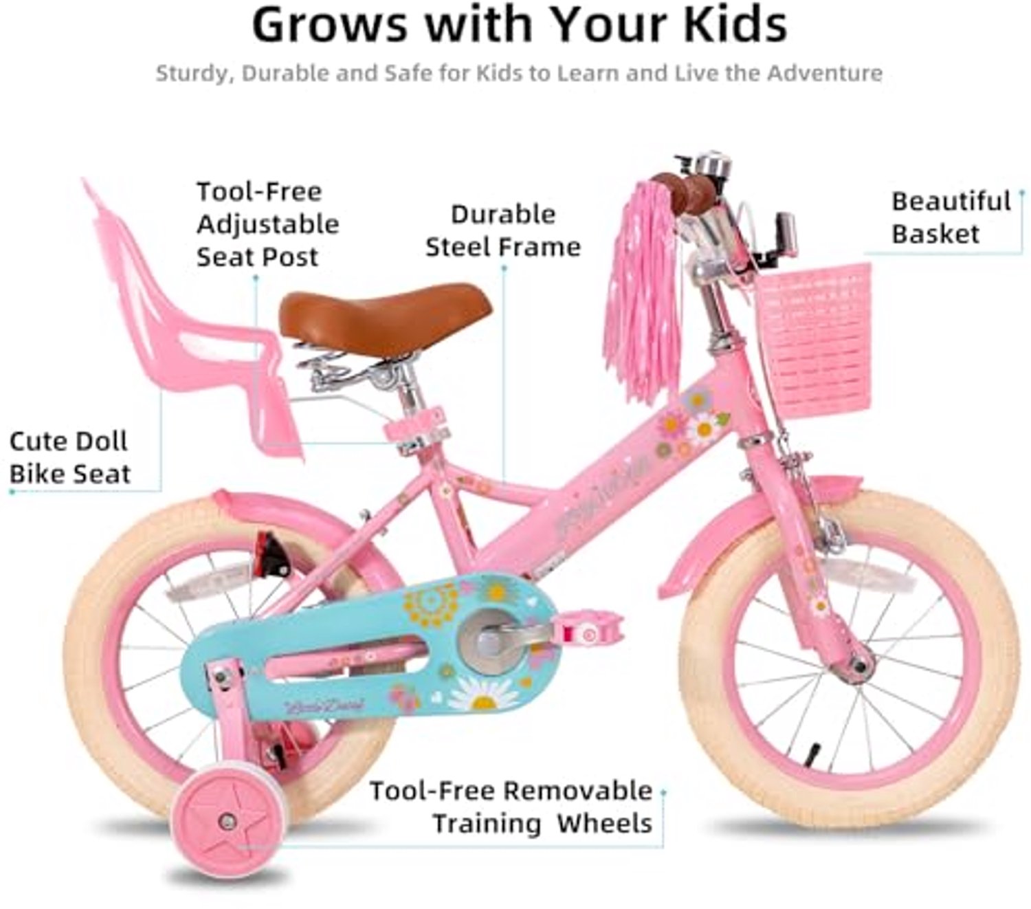 Kinderfiets voor 2-7 Jaar - Met Trainingwielen - 12 Inch