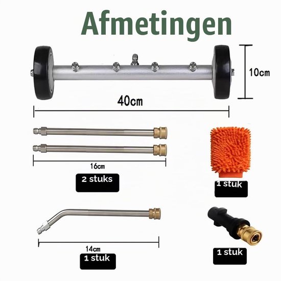Ondervloerreiniger voor de auto, voor hogedrukreiniger, auto, hogedruk vloerreiniger met 3 verlengbuizen en 1/4 inch snelaansluiting, auto ondervloerwas 4000 psi voor tuin, camper, trottoir, SUV — afbeelding 2