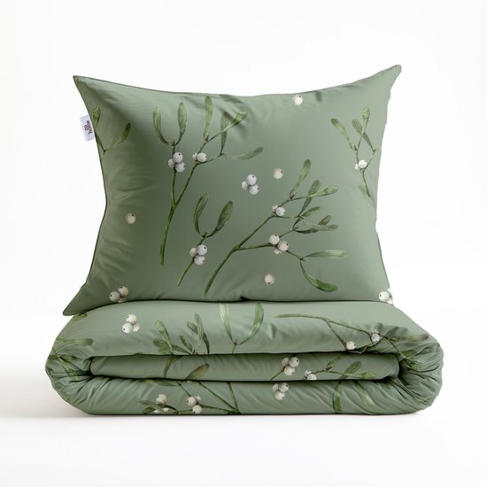 Zohome Hedra Dekbedovertrek - Groen - Lits-jumeaux - Dekbedhoes van 100% Katoen-Flanel - Bladeren - 240x220 + 2 slopen 60/70 cm - AW25 van Merkloos — afbeelding 5
