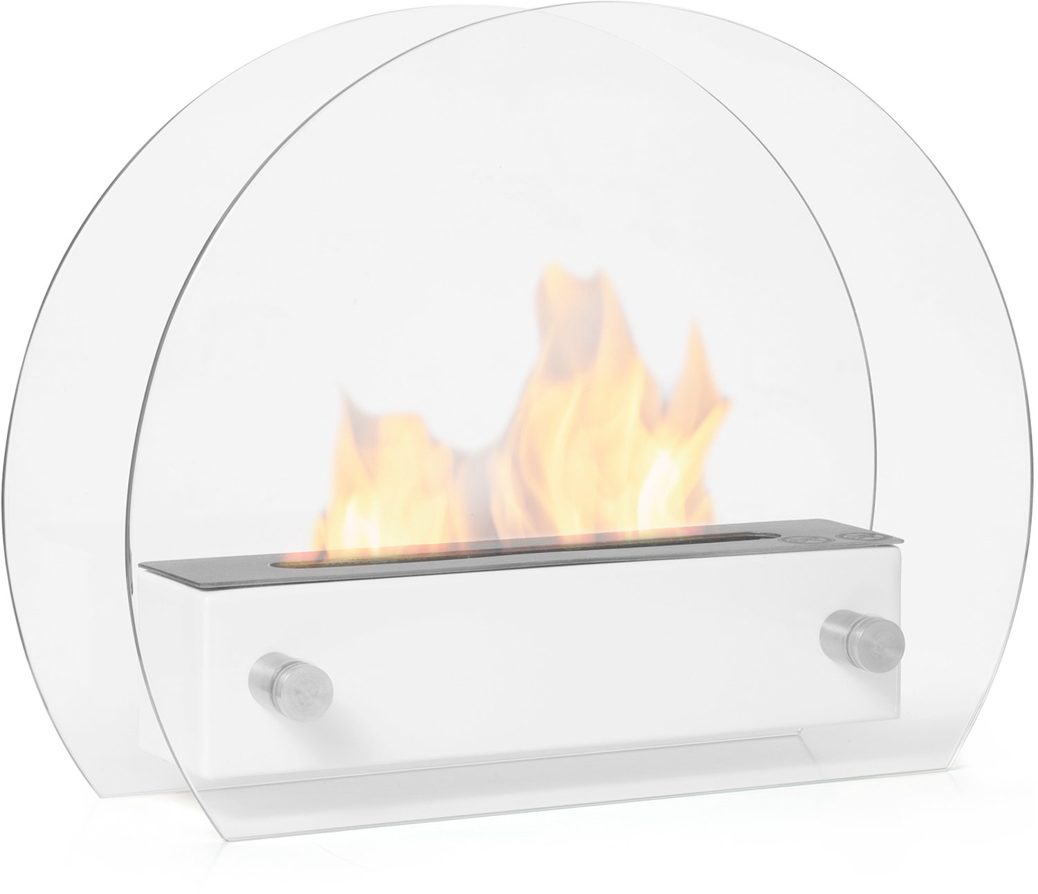 Moritz Bio-Ethanol Tafelhaard – Wit – 36 x 13 x 28 cm – 500 ml RVS Brander – Sfeerhaard met Echt Vuur – Voor Binnen en Buiten – Zonder Schoorsteen
