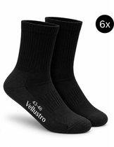 Vellustro® Marbella M7 Padelsokken Heren - 6 Paar - Maat 43-46 - Zwart - Naadloos - Tennissokken