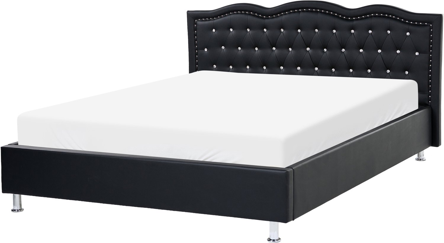 METZ - Tweepersoonsbed - Zwart - 160 x 200 cm - Kunstleer