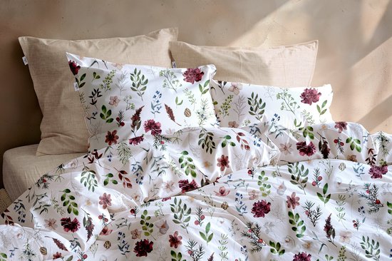 Zohome Celeste Dekbedovertrek - Wit - Lits-jumeaux - Dekbedhoes van 100% Katoen-Flanel - Bladeren - 240x220 + 2 slopen 60/70 cm - AW25 van Merkloos — afbeelding 5