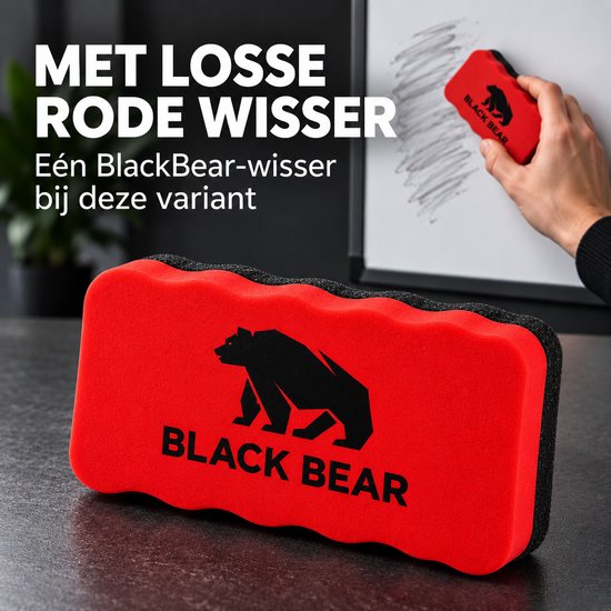 BlackBear Whiteboardmarkers - Oranje - 2 stuks - Met rode wisser - Magnetische dop met wissertje - Droog uitwisbaar