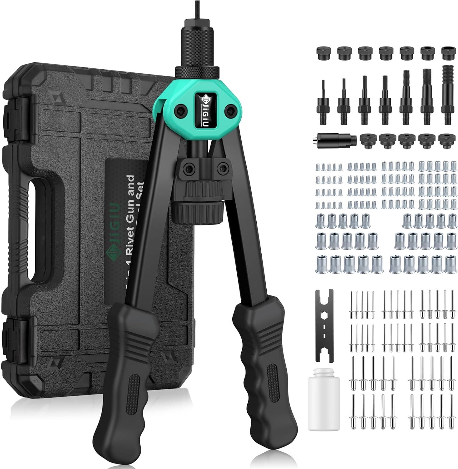 JiGiU 2 in 1 klinknagel moer gereedschap en klinknagel pistool, hand klinknagel pistool klinknagel moer pistool - ShopVlot