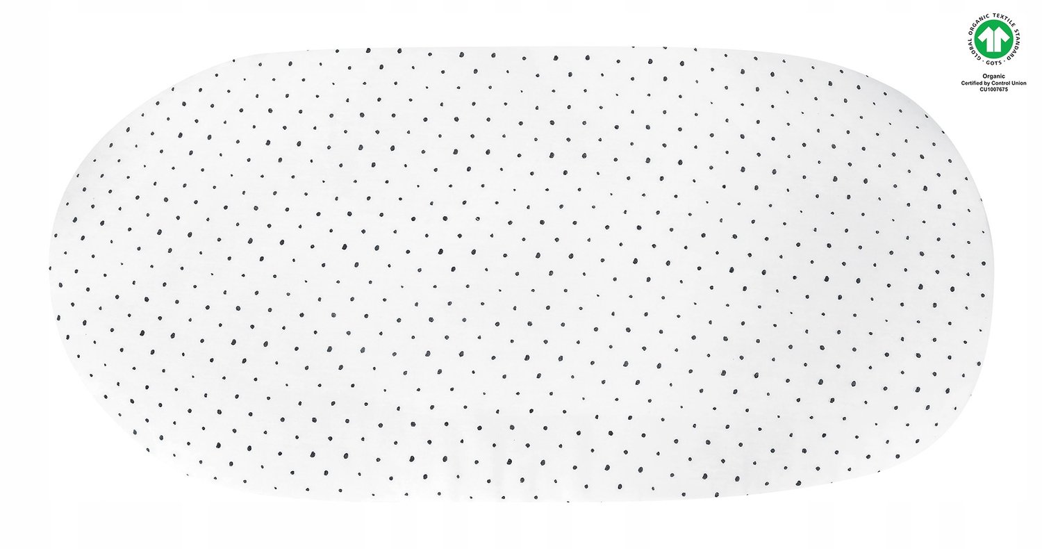 Motherhood p. z o.o. Organisch Hoeslaken met Elastiek 35x75cm - Zwarte Stippen