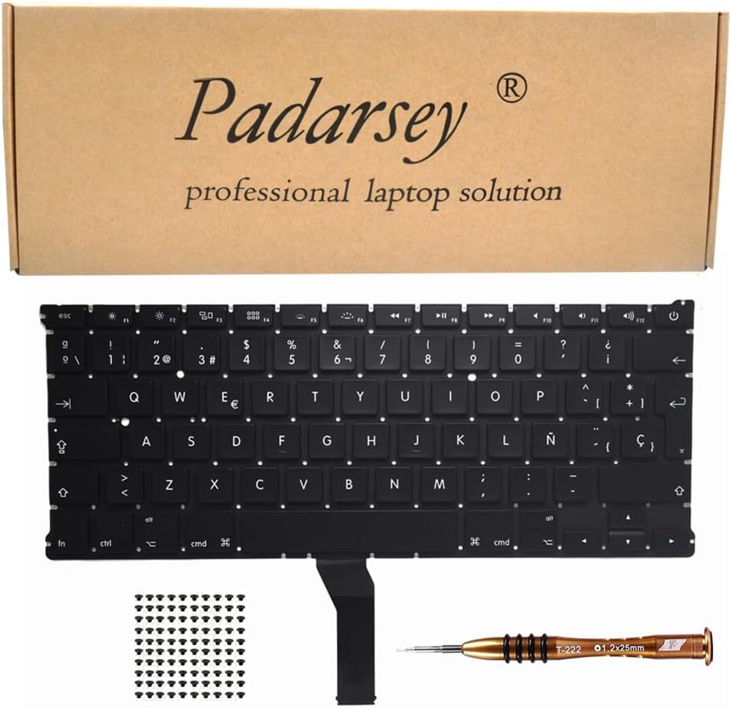 Padarsey Spañol Keyboard with 80 PCE Screws, Compatible with MacBook Air 13 A1369 A1466 Series 2011 2012 2013 2014 - ShopVlot