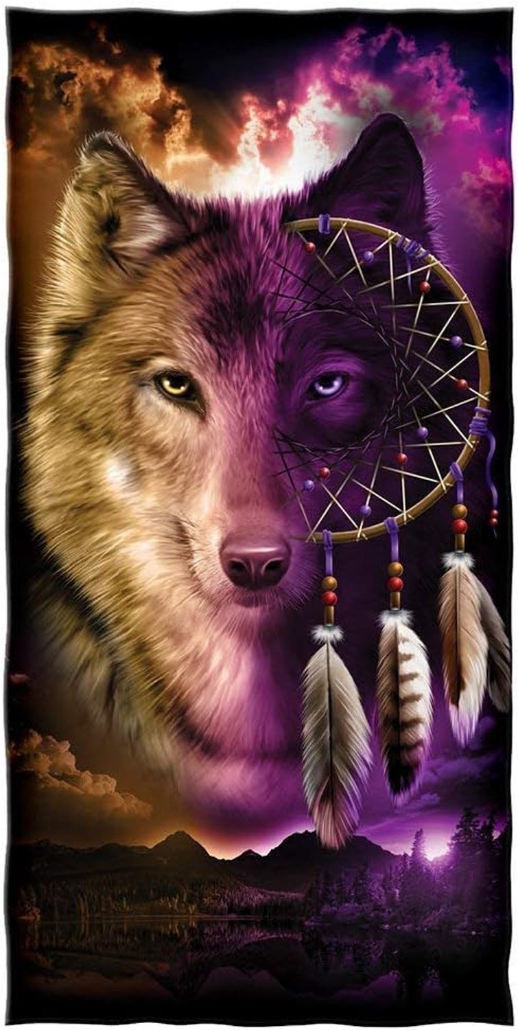 YISUMEI - Shower/beach towel - Wolf Dreamcatcher - 70 cm x 140 cm - ShopVlot