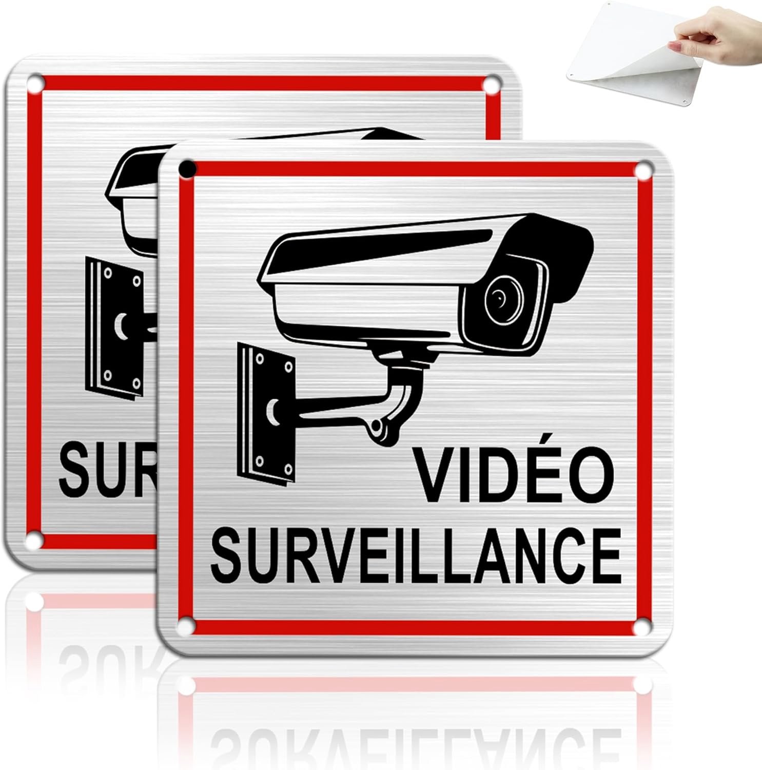 TAKULA 2 x Video Surveillance Stickers 12 x 12 cm Video Surveillance Sticker Panel for Wind and Rain Protection - ShopVlot