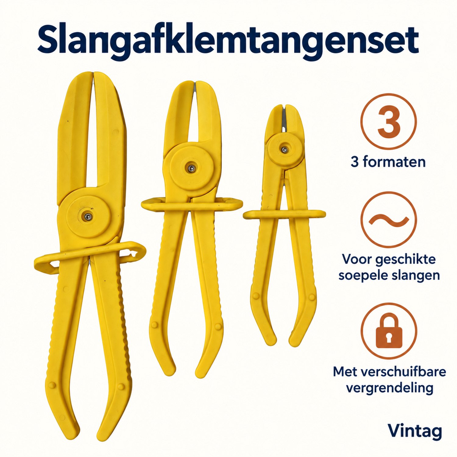 Slangafklemtangenset 3-delig - Klein, middel en groot