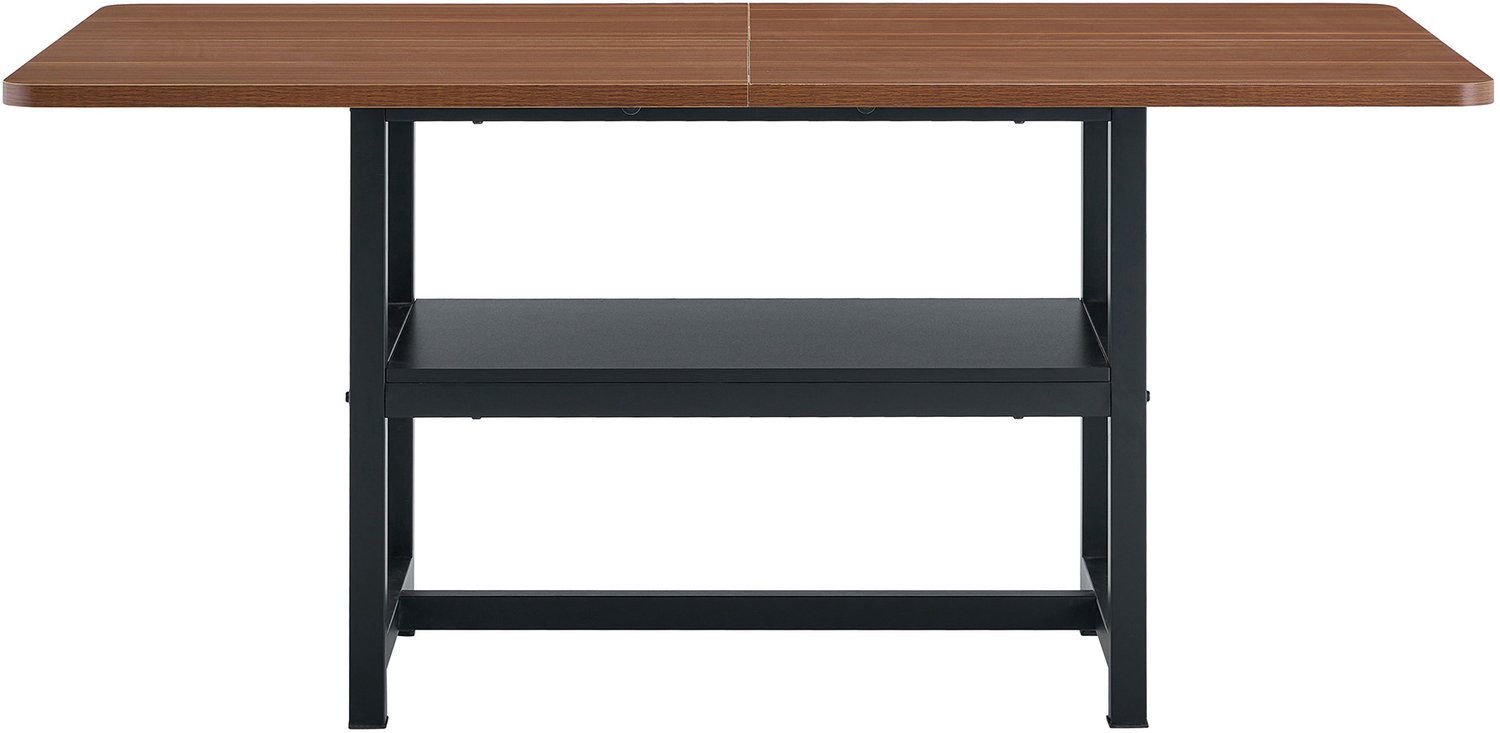SONNENH Eettafel - Opbergplateau en metalen onderstel - 160 x 90 x 76 cm - Walnootlook/zwart
