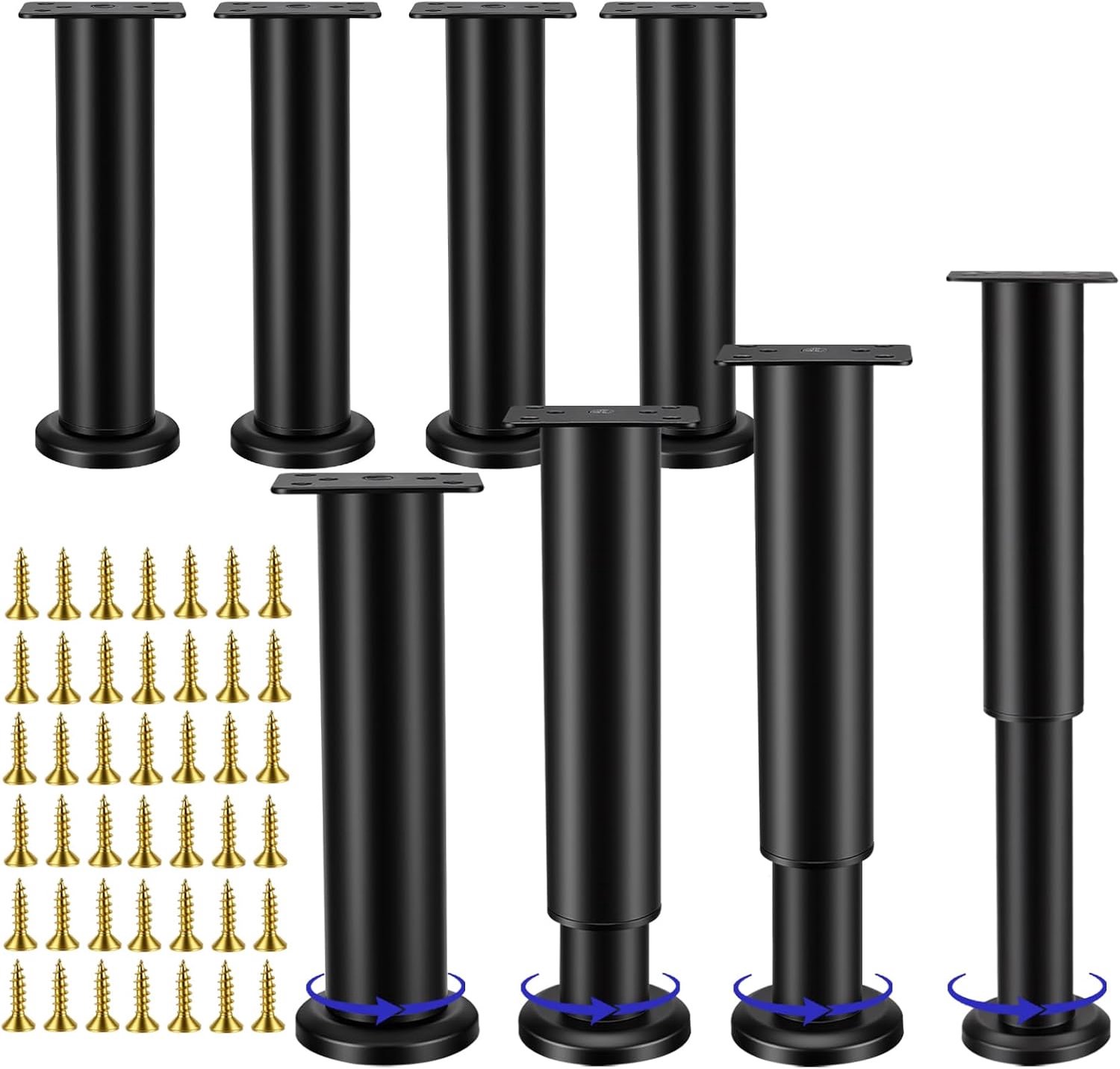 Meubelpoten verstelbaar 18-30 cm - metalen poten zwart - robuuste constructie - ideale ondersteuning voor meubels - ShopVlot