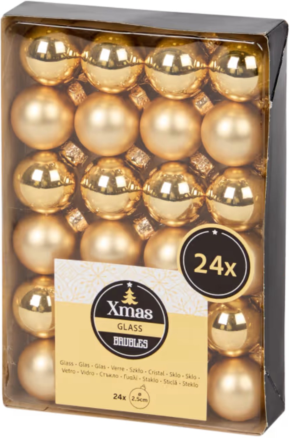 Set van 24 Glazen Mini-kerstballen Ø 2,5 cm - Merkloos