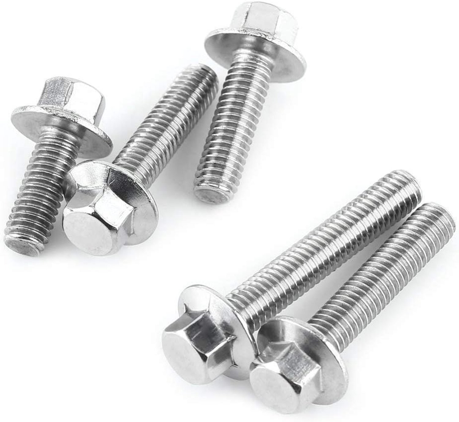 SS304 Flensschroef 10 stuks M6 roestvrij staal zeskantflensschroeven Cap Bolt Washer Head Bouten Fastener (M6 * 16) - Homevero