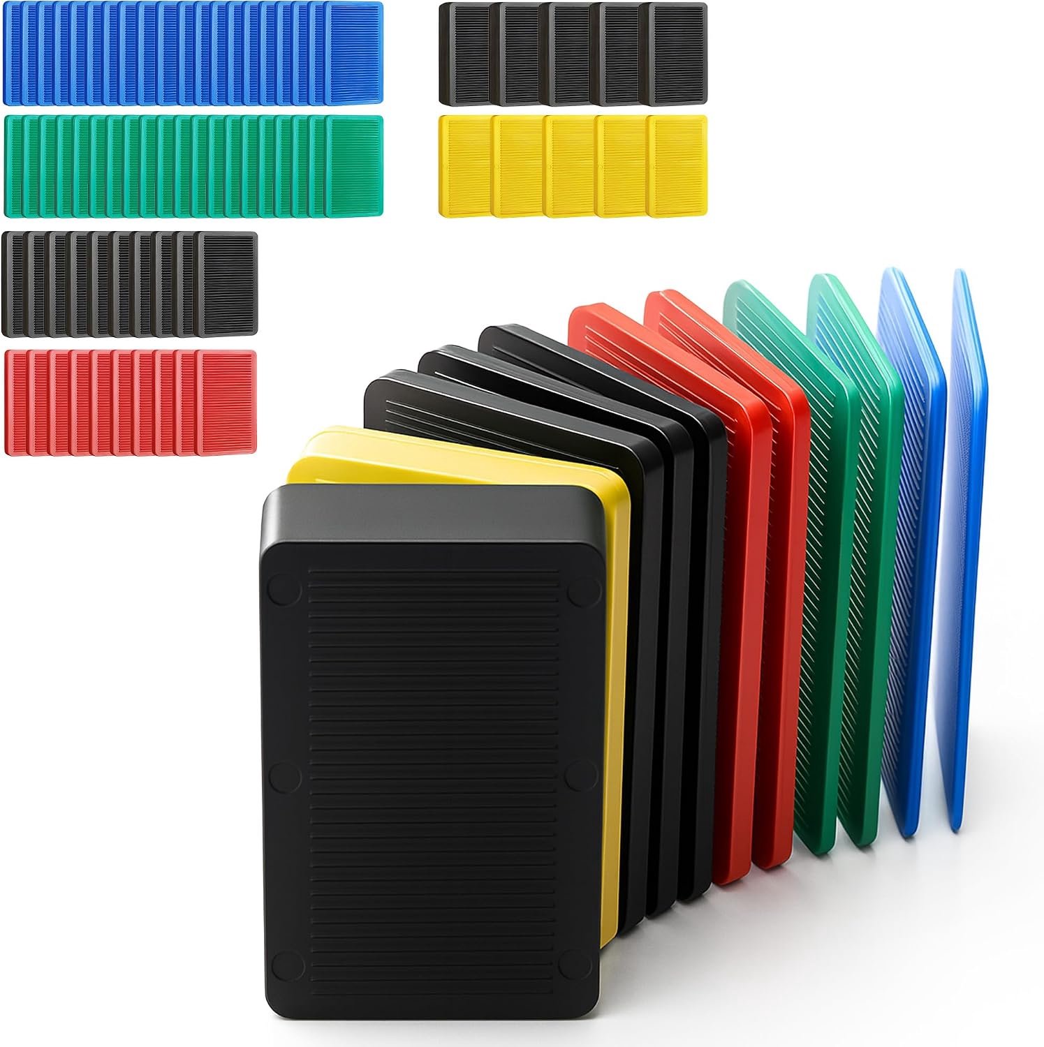 Set of 80 Plastic Pads, 40 x 60 x 2, 2.8, 3.5, 5, 10, 20 mm, Spacers, Plastic, Multicoloured Compensation Plates for - ShopVlot