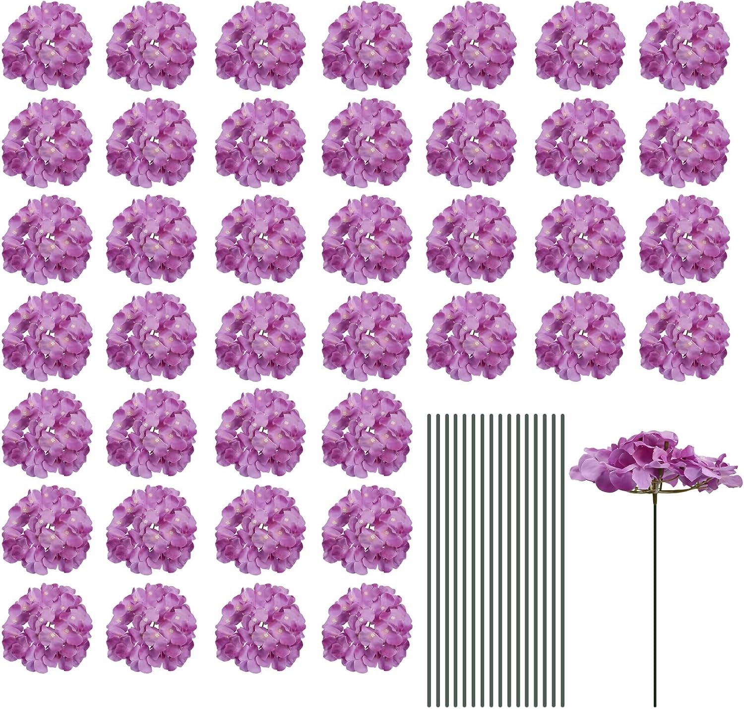 SnelShoppen - Kunstmatige Hydrangea Bloemen Paars - 30 Stuks Silk Bloemen voor Bruiloft, Feestdecoratie, Thuis en Kerst - Realistisch en Duurzaam