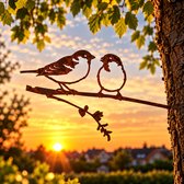 Metalbird Ringmussen – Cortenstaal Tuinvogels 26 x 15 cm – Roest Tuindecoratie