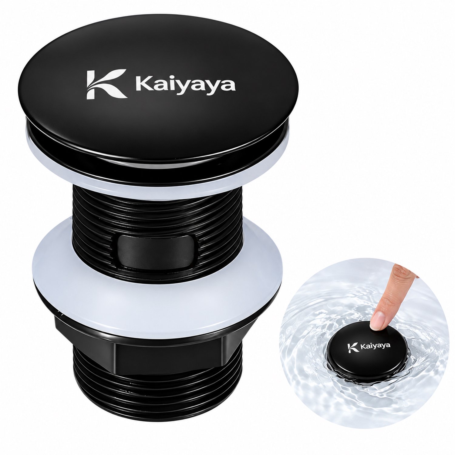 Kaiyaya - 1 stuk Afvoerplug - Zwarte kunststof wastafel afvoerplug - Pop-up afvoer zonder overloop - Voor badkamer wastafel