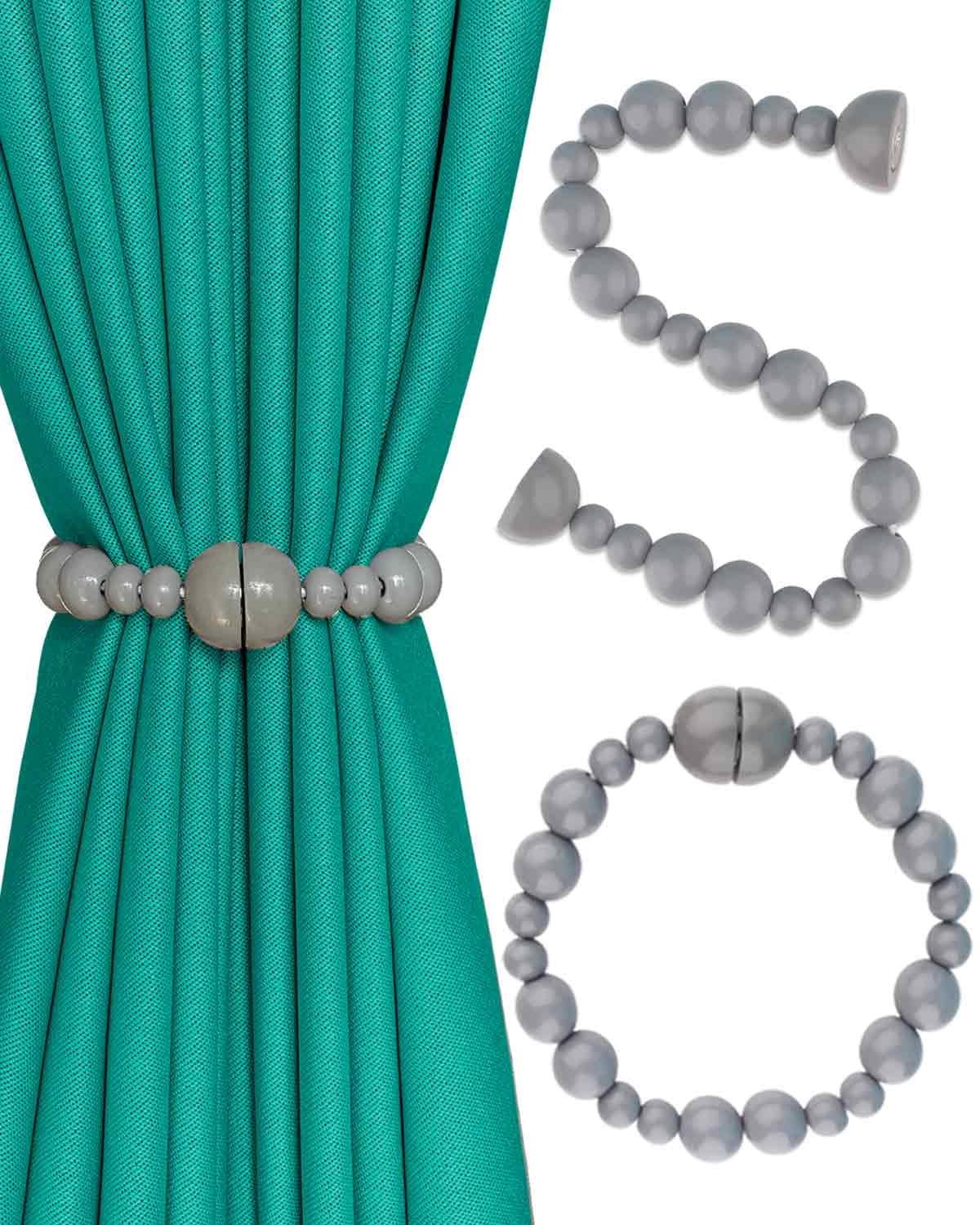Magnetische gordijn tiebacks 2 pack - grijs - sterke bevestiging - ideaal voor boho decor - m-winkel