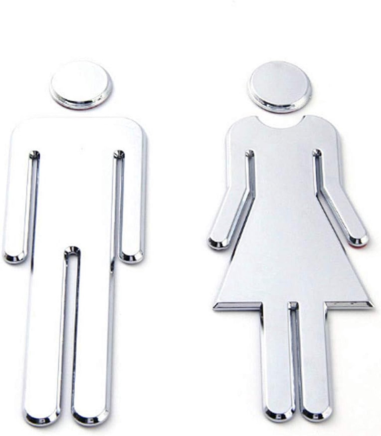 Toiletdeurbordje zelfklevend - zilver - 2 stuks voor dames en heren - ideaal voor horeca - Vemera