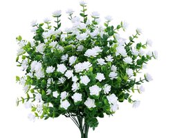 Ruiuzi Artificial Fake Flowers, 4Pack Outdoor UV Resistant Green Bushes Plants Indoor Outdoor Hanging Planter Home - ShopVlot